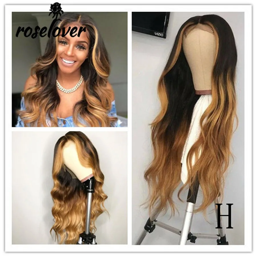 

Roselover 1B/27 Ombre colored Honey Blonde Lace Front Human Hair Wigs Pre Plucked with Baby Hair Bleached Konts Wigs for Women