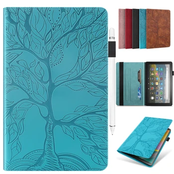 

Case For Amazon Kindle Fire HD 8 Plus 2020 Embossing Tree Leather Cover For Coque Amazon Fire HD8 Plus 2020 8.0 inch Cover Cases