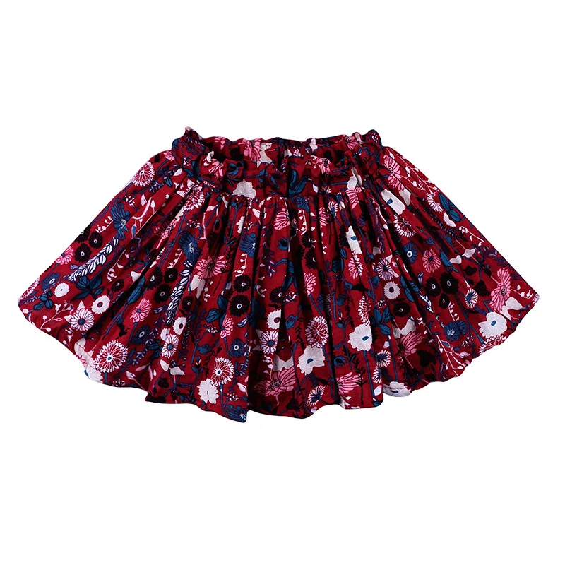Юбка для маленьких девочек; сезон весна-лето; Детские пляжные юбки с цветочным рисунком; хлопковая плиссированная юбка; детская одежда - Цвет: red