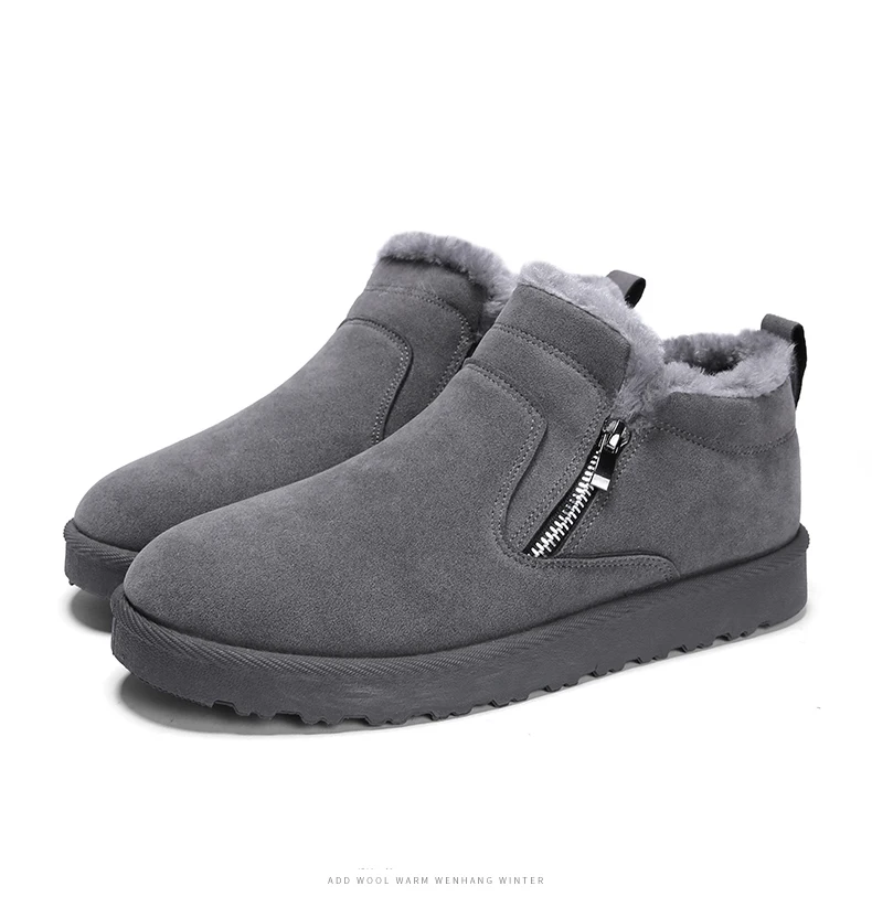 men women winter warm work boots with plush fur casual lightweight ankle boots waterproof anti-skid outdoor sneakers sports shoes couple unisex plus size shoes (42)