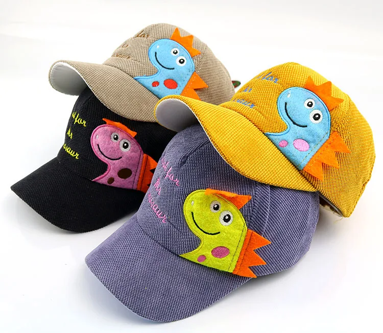 Новинка года; шапки для маленьких мальчиков и девочек; вельветовые бейсбольные кепки с рисунком динозавра; сезон осень-зима; Новая детская шапка; детские вязаные шапки