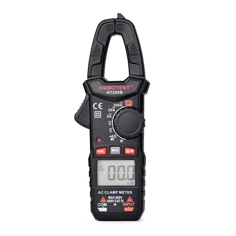 

Habotest New HT200B AC Ammeter Portable Clamp Meter 200A Capacitor Ohm Small Digital Voltmeter Battery Tester 2000 Counts