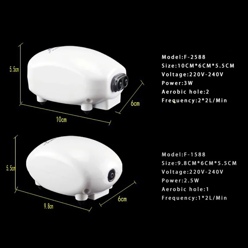 Ультра бесшумный аквариум воздушный насос мини компрессор эффективный кислородный воздушный насос один двойной выход 220-240 в ЕС вилка аксессуары для рыбной ловли