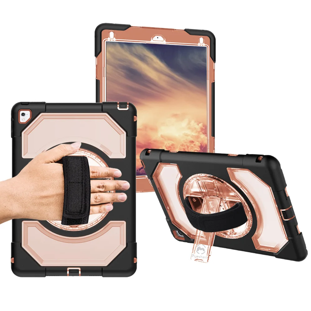 Для iPad Pro 9,7 A1673 A1674 A1675 Чехол Мягкий силиконовый чехол для Apple iPad 6 Air 2 чехол с ручным плечевым ремнем FHL02 - Цвет: Gold