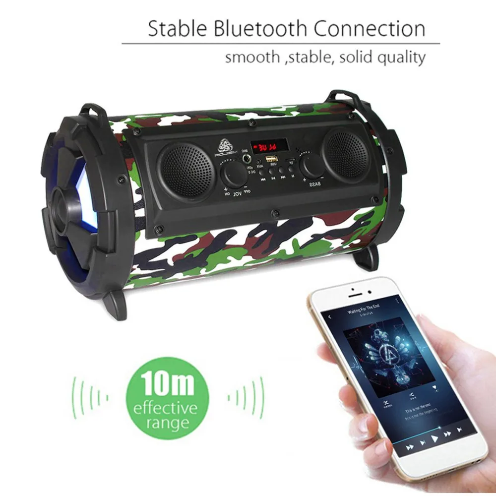 Portable 15W LCD Wireless Bluetooth Speaker FM Transmitter Support TF Card AUX Super Bass Subwoofer Stereo Music Player FreeShip