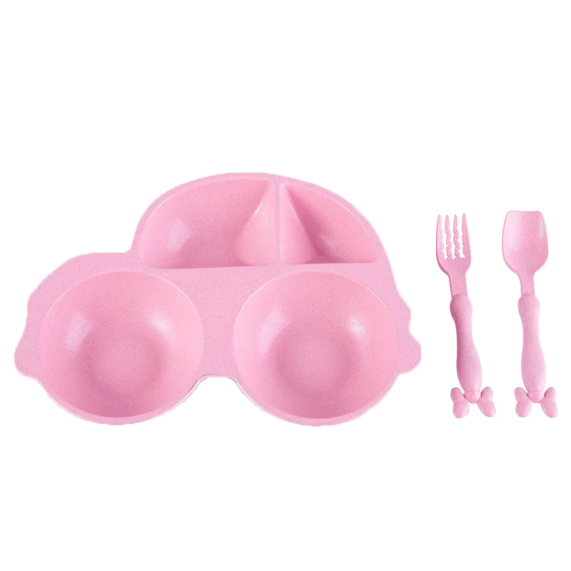 Let's Make Baby Feeding Bowl Children's Tableware Food Tableware Cartoon Car Kids Dish Dinnerware Anti-hot Training Dinner Plate