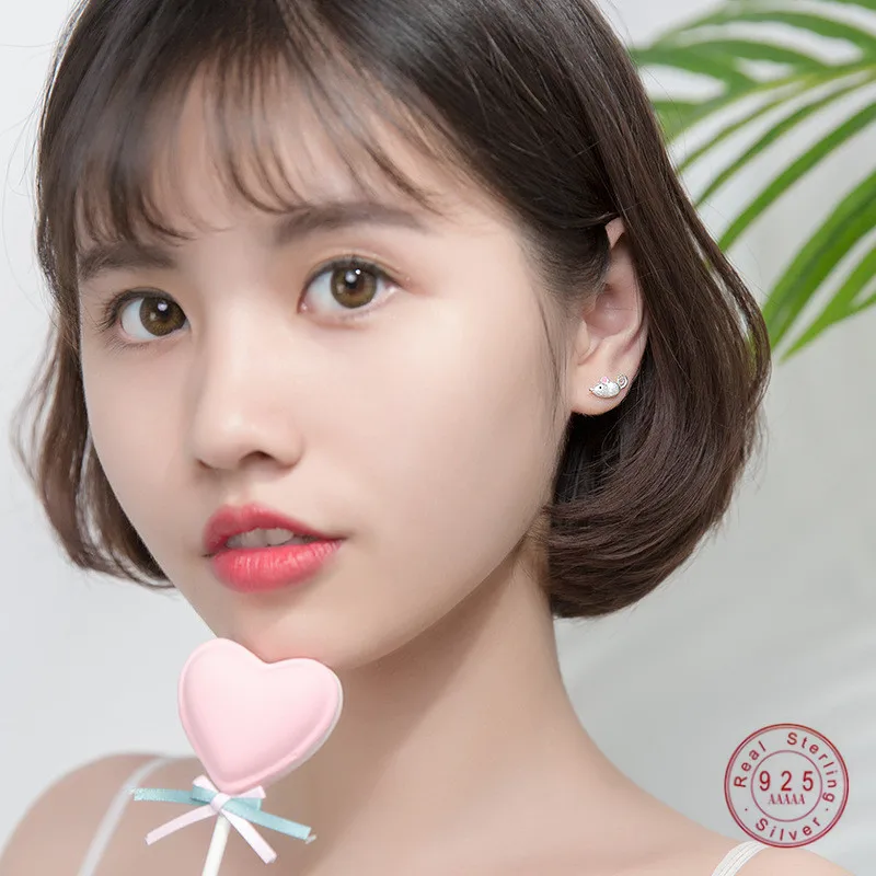WANTME,, 925 пробы, серебряные ювелирные изделия, 3D, персонализированные, крыса, мышь, серьги-гвоздики для женщин, девушек, модные, с животными, Pendientes Mujer