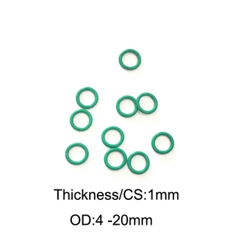 

100 PCS FKM Rubber O RING CS1mm x OD 4/5/6/7/8/9/10/11/12/13/14/15/16/17/18/19/20 O-Ring Fluorine O Gasket Sealing Green ORing