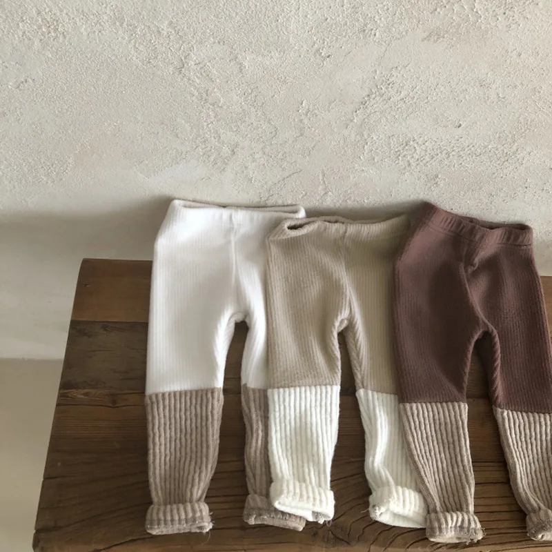Infant Baby Boys Girls Fashion Patchwork Tight Leggings Bebe Cotton Warm Long Pants Toddler Kids Clothing Autumn Winter Trousers