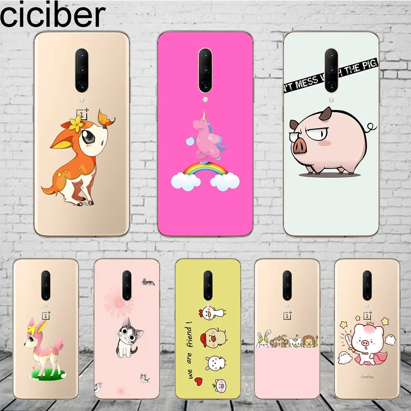 

ciciber Phone Case For Oneplus 7 Pro 6T 5T Cute Animal Pig Cat Cover For 1+7 Pro 1+6T 1+5T Coque Soft Silicone TPU Shell Fundas