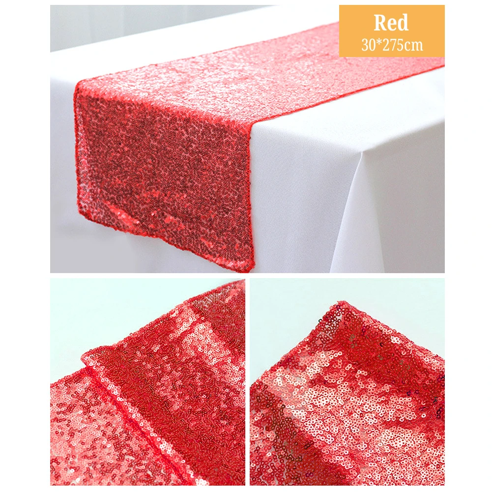  1pc Sparkly Rose Gold Sequin Table Runner Cloth Flag For Wedding Party Christmas Tablecloth Home De