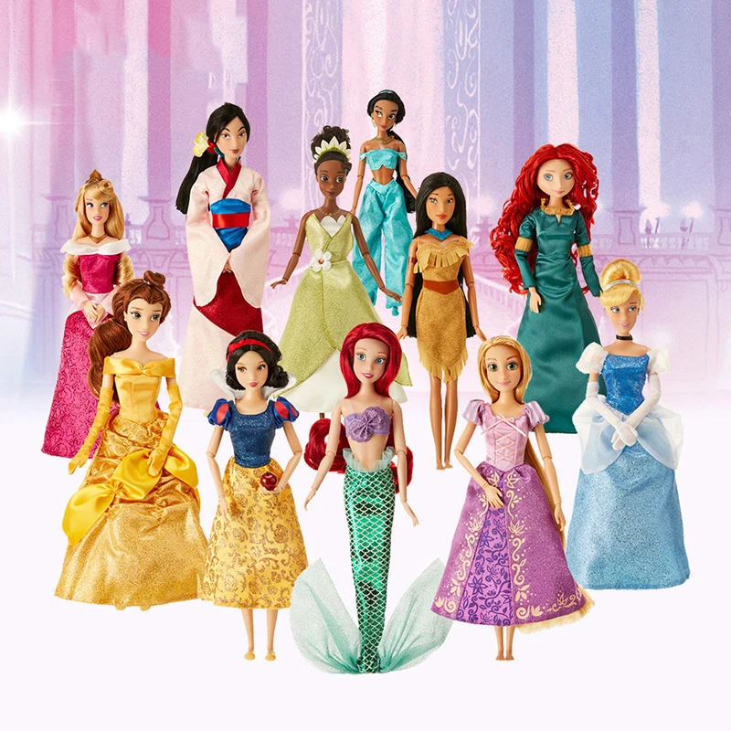 Подлинный магазин Disney 30 см Рапунцель Белль Мулан Мерида Русалка мульти Жасмин