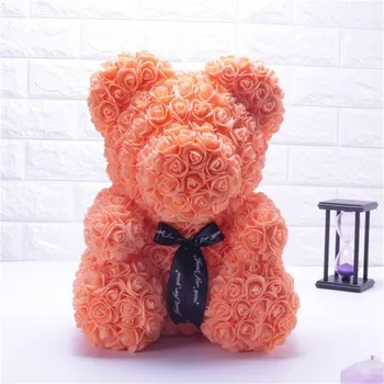 

Nuevo regalo del Día de San Valentín 25cm oso rojo rosa oso de peluche rosa flor Artificial decoración regalo de Navidad