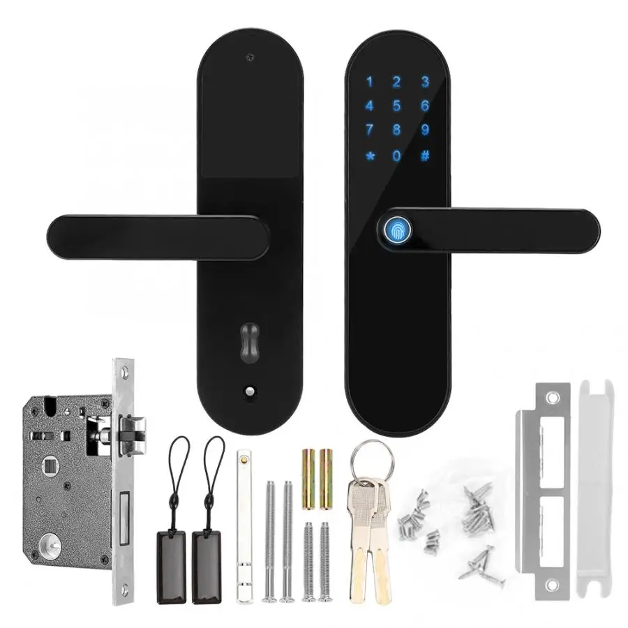 

1 Set Fingerprint Card Password Door Lock Intellient Lever Anti-Theft Home Security Access door handle lock