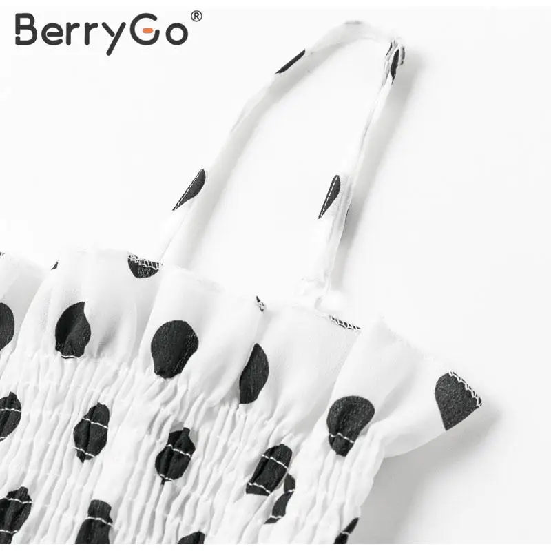 BerryGo, сексуальное летнее платье на бретельках, женское леопардовое платье в горошек, женские облегающие вечерние платья средней длины