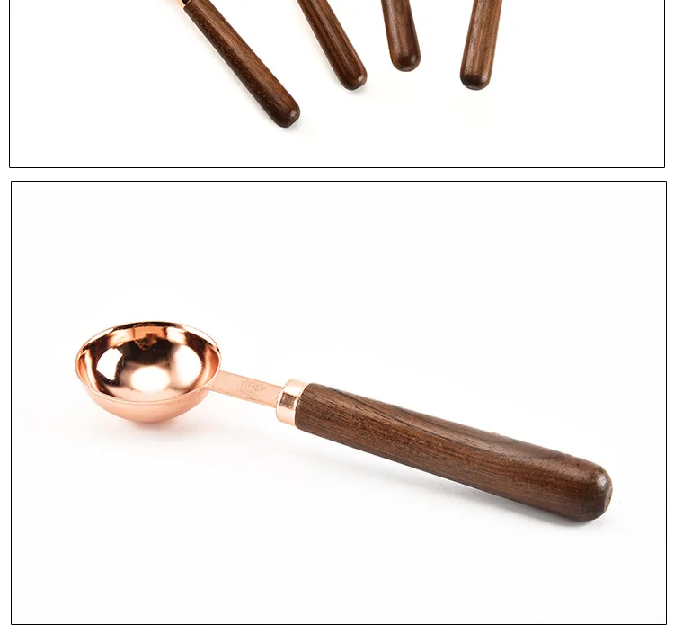 Walnut handle copper plating measuring cup measuring cup kitchen baking tool bartending scale measuring spoon set