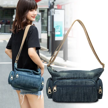 

Casual Denim Women Shoulder Bag Mummy Crossbody Bag Quality canvas Ladies messenger bags Travel handbags blue bolsa feminina