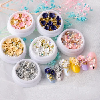

3D Rhinestones Set Diverse DIY Crystal Nail Art Decoration Mini Flower Bead Mixed 3D Nail Art Sequin DIY Manicure Jewelry Decor