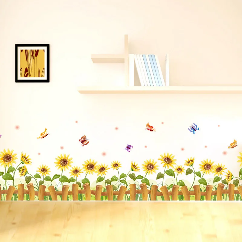Красивый Подсолнух забор искусственное украшение для дома гостиная diy Наклейка