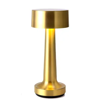 

Gold Brass Cordless Table Lamp Restaurant Hotel Ktv Bar Rechargeable Led Table Night Light Kitchen Chandelier Hotel Room Plated