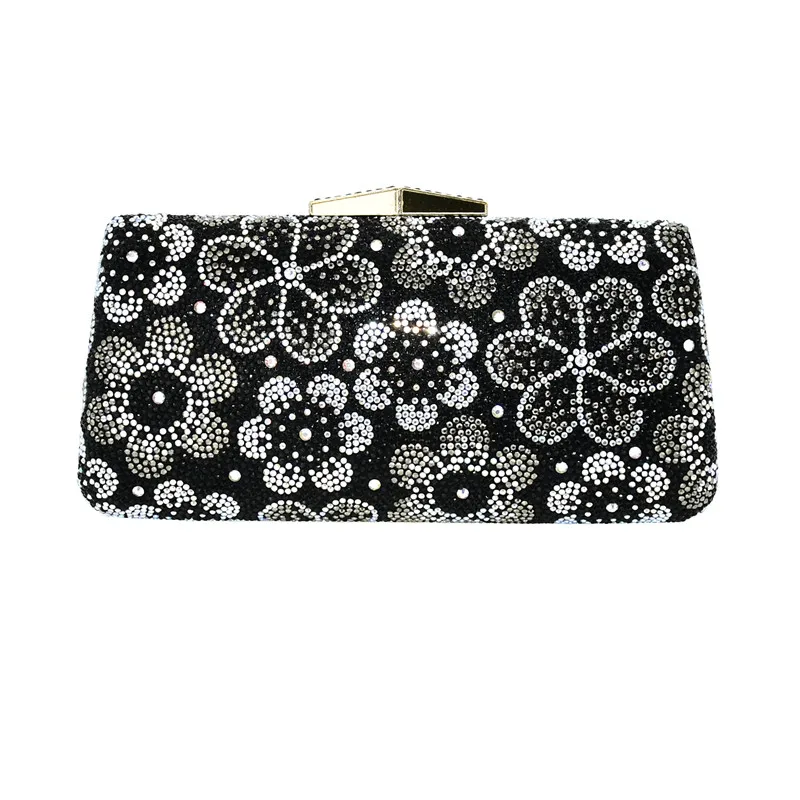

New 2020 Newest Crystal Diamond Chain Evening Bag Crystal Clutch Evening Bag for Women Metal Floral Bridal Shoulder Bag Chain