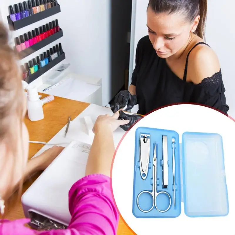 4 шт Маникюрный педикюрный набор для стрижки ногтей, маникюрные салонные кусачки для ногтей, ножницы, пинцет, ушные палочки, маникюрные инструменты, набор