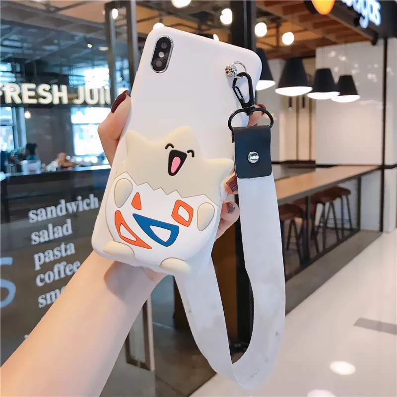 С ремешком для IPhone 8, 7 Plus, кошелек на молнии с рисунком покемона, силиконовый чехол для телефона, чехол для Iphone X, XR, XS, 11 Pro, MAX, 7, 6S Plus - Цвет: E