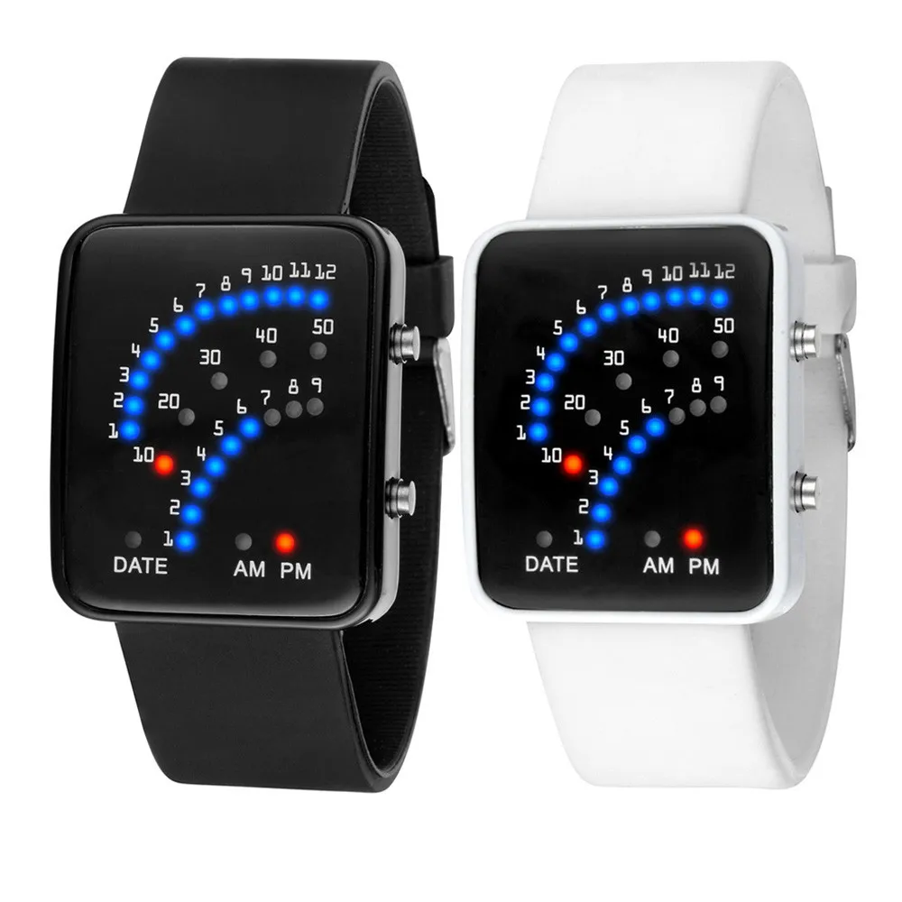 

LED Silicone Watch Women Mens Futuristic Style Multicolor Square Digital Sport Waterproof Watch 2019 Relogio Clock reloj Q
