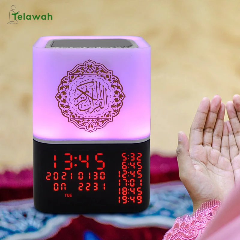 Telawah Quran Speaker Azan Prayer Clock Screen Display Multi Function Wireless Bluetooth Koran Speaker Led Light Prayer Muslim
