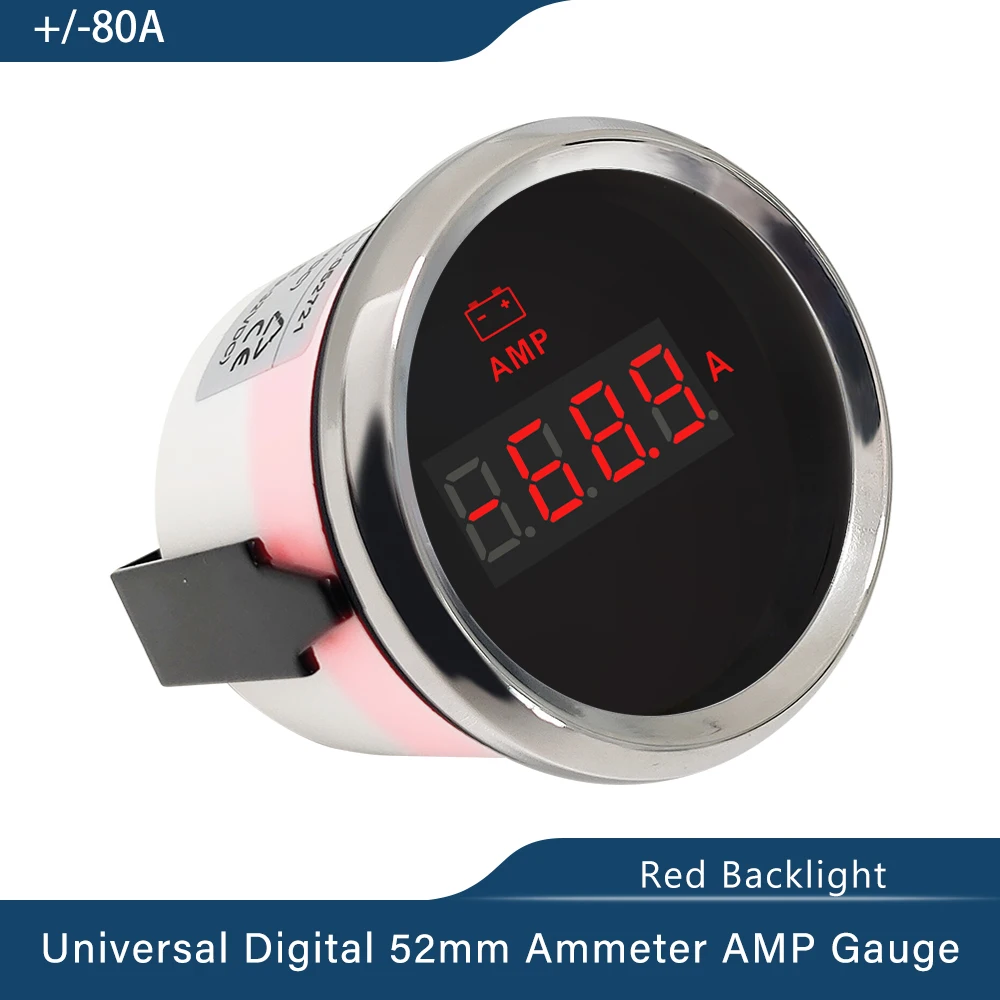 ELING Digital Ammeter AMP Gauge 150A with Current Sensor 9-32V 52mm with Backlight