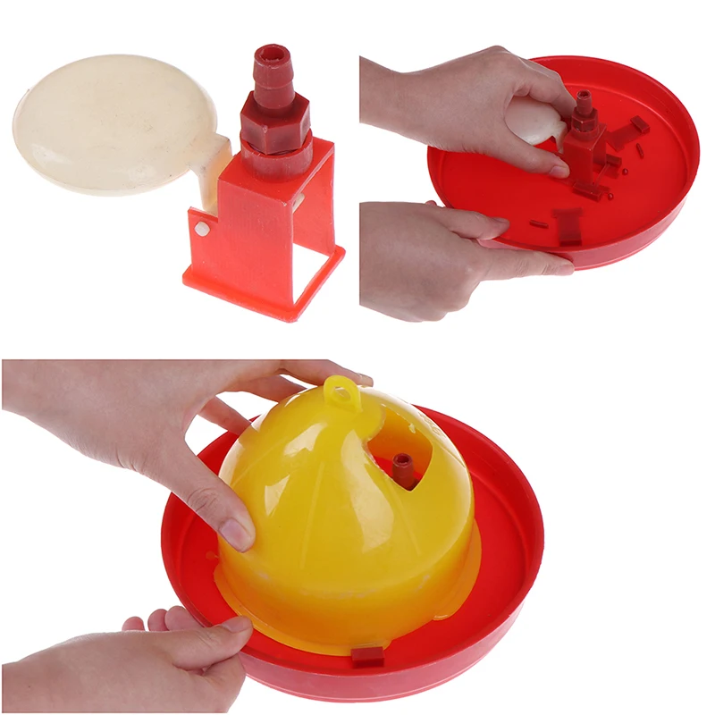 1Set Chicken Feeder Tool Chicken Drinking Fountains Red/ Red Yellow Combination Float Drinking Fountains Sink cute