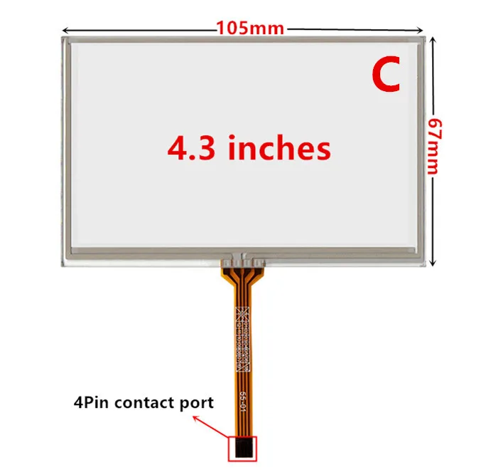 3.5 4.3 5 Polegada digitador resistive para
