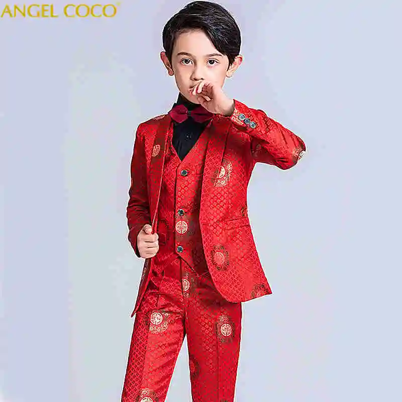 

Children's suit boys costumes catwalks high-end custom suits British style handsome Boys Suits For Weddings Boys Clothing Blazer