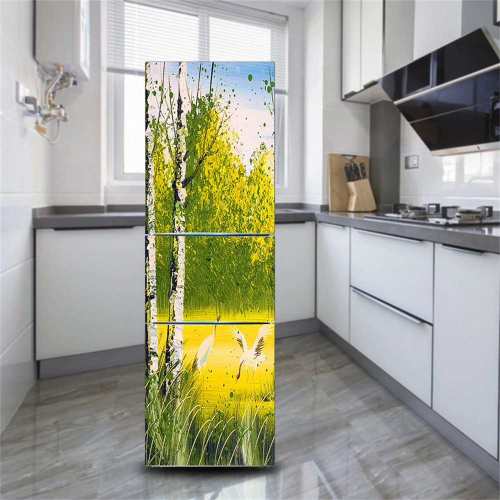 Wallpaper for Refrigerator 60x180cm Kitchen Decoration Tulup Fridge Sticker 23.62x70.86 inch Lake in The Forest 