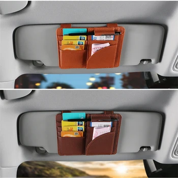 

Auto Car Leather Paper Clip Storage Bag Car Multi-function Glasses Clip Multifunctionele Sunglass Kaarten Organizer