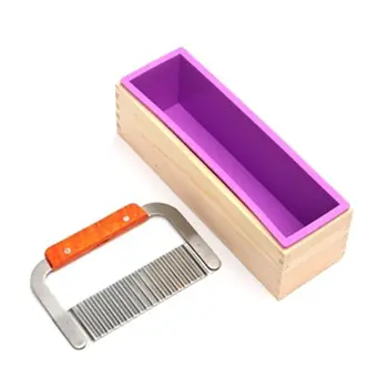 

Silicone soap molds kit kit-42 oz Flexible Rectangular Loaf Comes with Wood Bo
