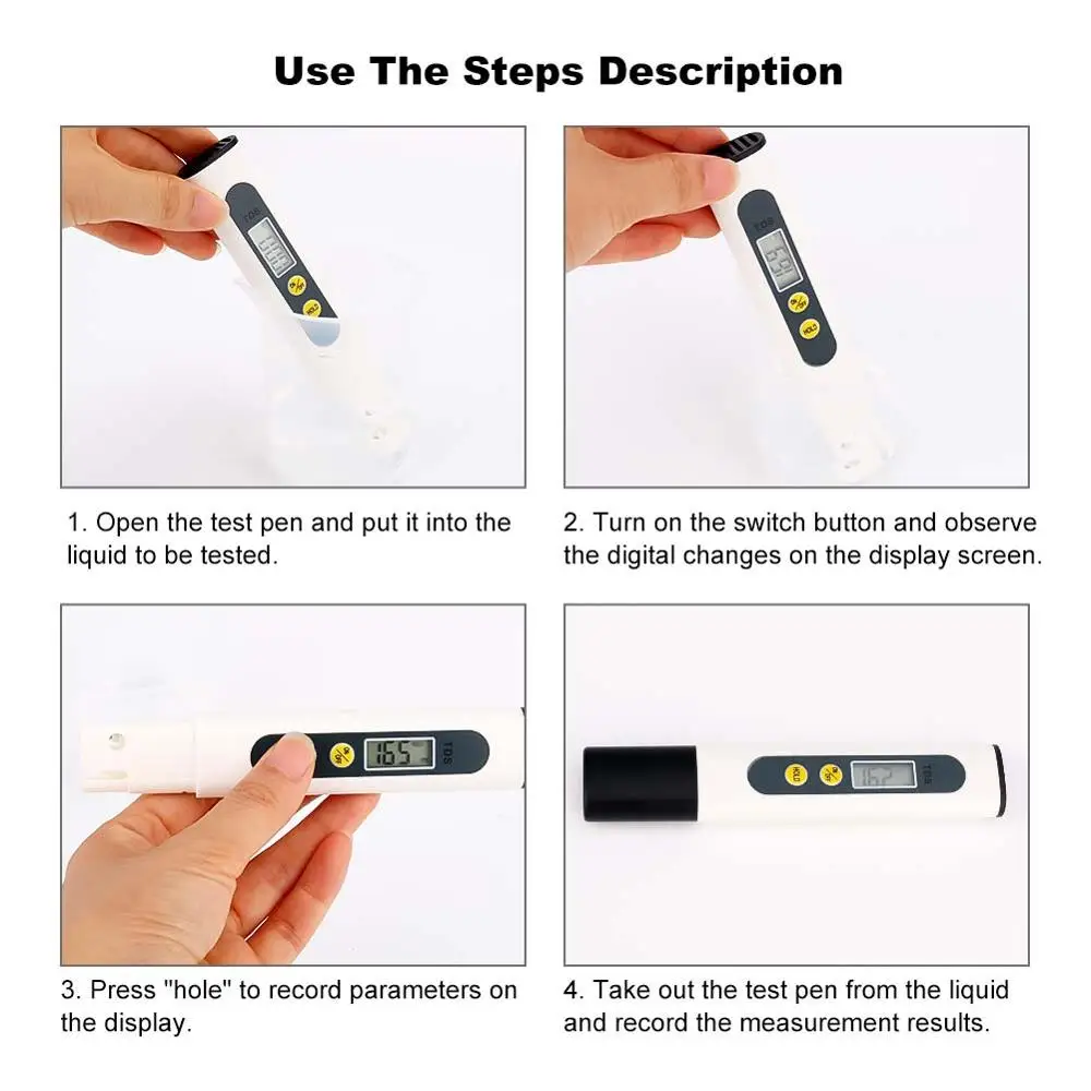 Portable TDS ppm Meter Digital Water Quality Tester TDS Tester Meter 0-9999 PPM for Drinking Water, Aquariums, Swimming Pool