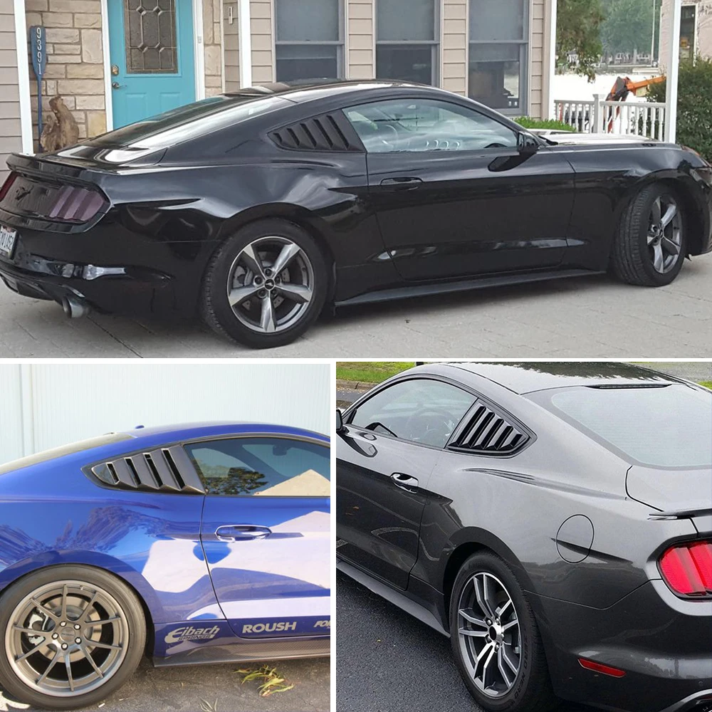 For Ford Mustang Rear Quarter Window Louvers Spoiler Scoops Car Tunning Panel Side Air Vent Cover 2015 -