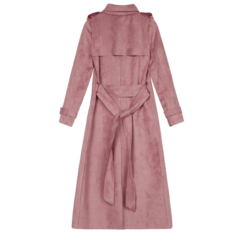 JQNZHNL New Autumn Spring Trenchcoats Coats Fashion Female Cardigan Suede Trench coat Temperament Women Windbreaker AS1120
