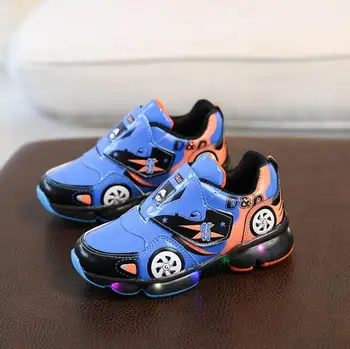 

Disney Cars Kids Shoes With Lights Spring Autumn Toddler Boys Glowing Sneakers Children Sports Shoes for Baby Boys Led Sneaker