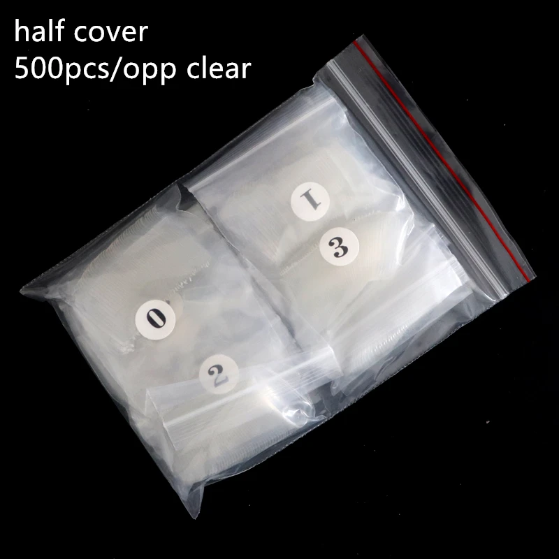 Half Cover Clear 500 шт./пакет полное покрытие стилет накладные ногти Советы Пресс на ногти 10 размеров длинные гроб балетки накладные ногти "Сделай сам акриловые накладные ногти - Цвет: Half Cover Clear