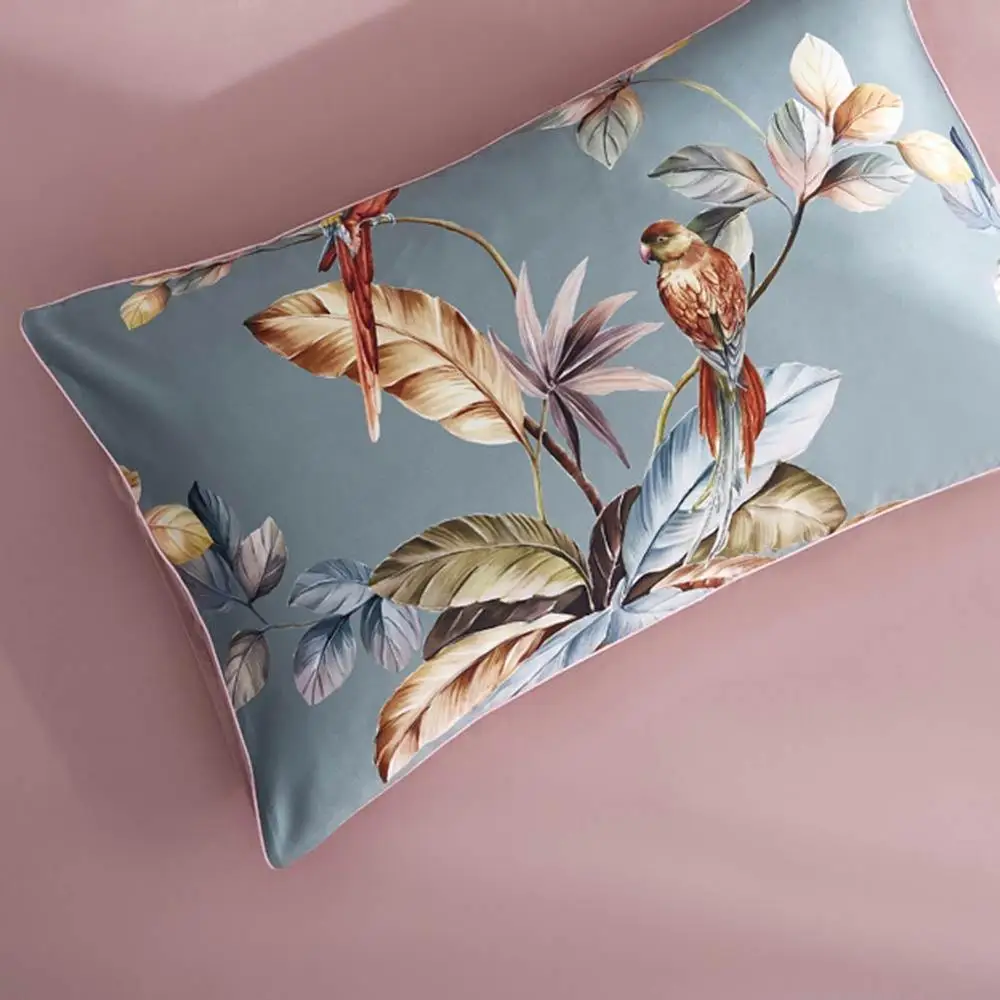 Комплект постельного белья из 54 серых коричневых птиц листьев цветов