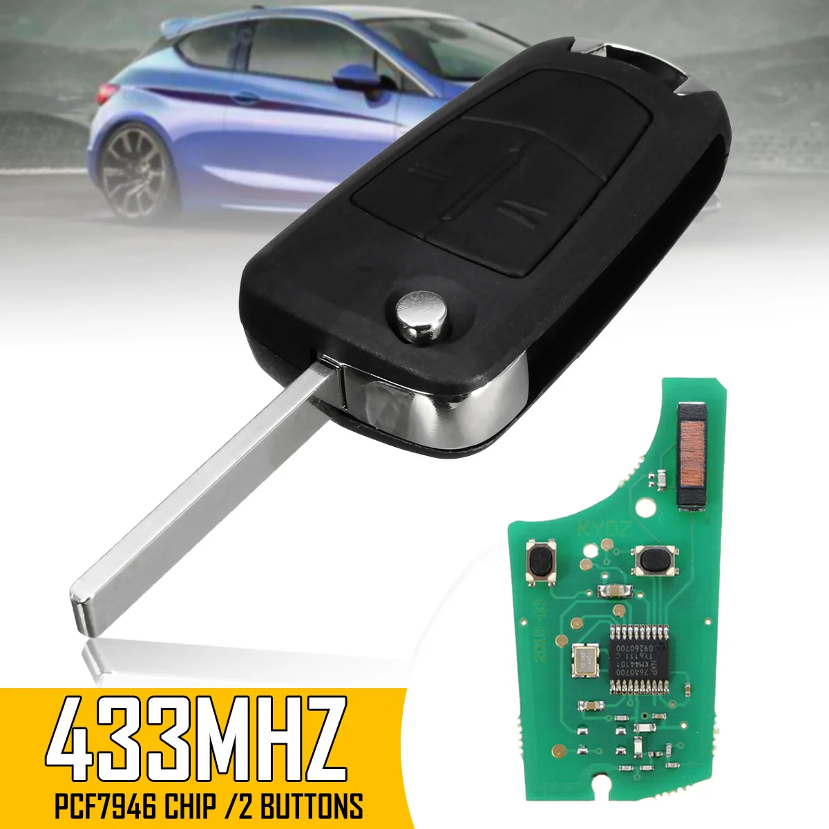 Дистанционный флип-ключ Fob& Uncut Blade 2/3 кнопки 433 МГц для Vauxhall Opel Vectra C 2002-2008 SIGNUM 2003-2008 с чипом PCF7946