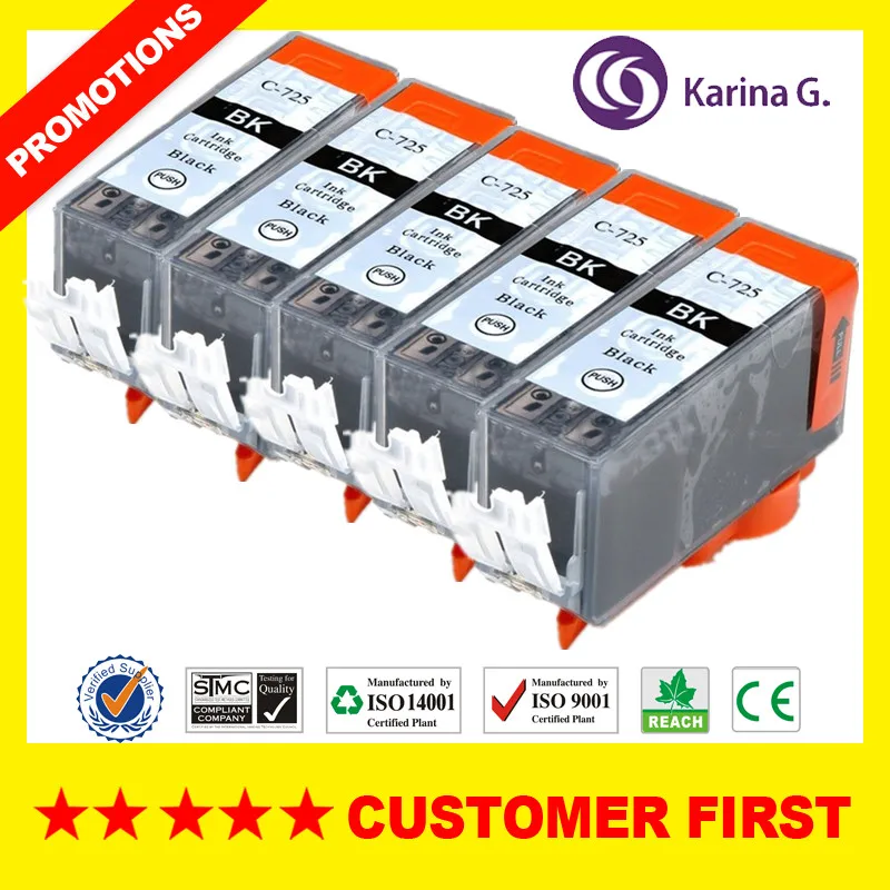 5PCS 725 Black Для Canon PGI725 CLI726 PGI-725 CLI-726 совместимый картридж костюм для Canon PIXMA MG6170 MG6270 MG8170 MG8270 и т. Д - Цвет: 5PCS 725 Black