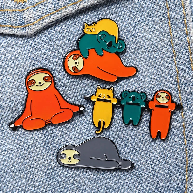 Забавные ленивые милые животные коала значок с изображением кота Броши Булавки