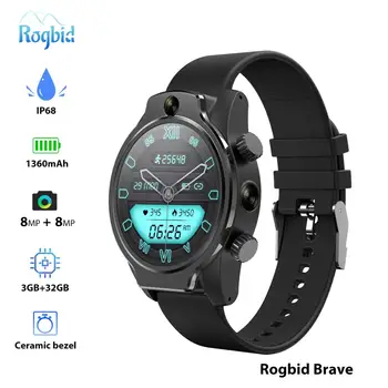 

Rogbid Brave IP68 4G Smartwatch Men 1360mAh Battery Dual Camera Face ID 1.6" 4G Android smartwatch GPS WiFI sim For Diving