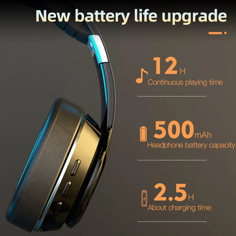 HiFi Wireless Headphones Bluetooth Foldable Headset Support TF Card FM Radio Bluetooth AUX Stereo Headset With Mic Deep Bass