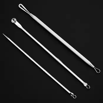 

3Pcs Stainless Steel Blackhead Comedone Blemish Acne Extractor Remover Tool Set Never try to pick or squeeze spots as it bruises