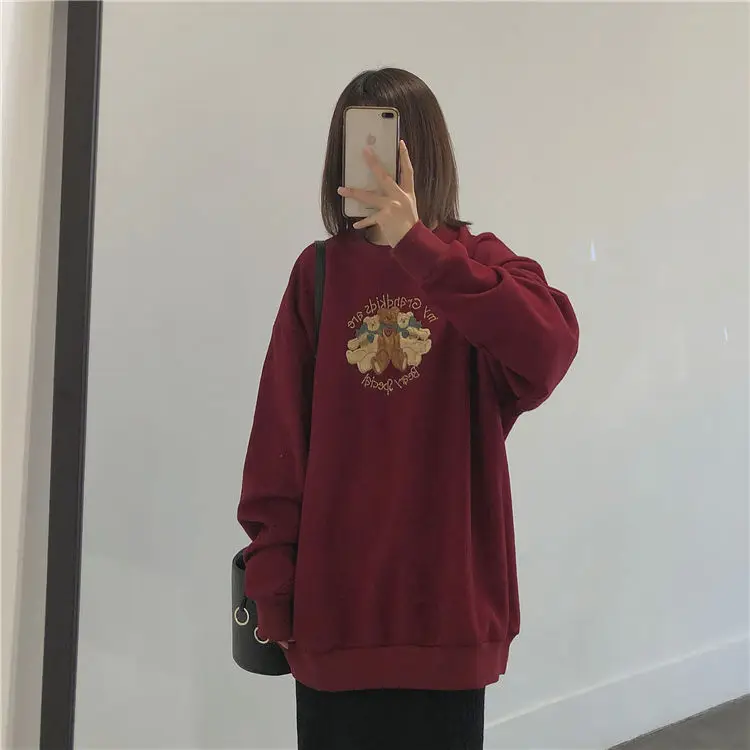 

Women Hoodies Sweatshirts Tops Female Casual Pullovers Animal Embroidery Print Sweatshirt Spring Autumn Hoodie Pullover
