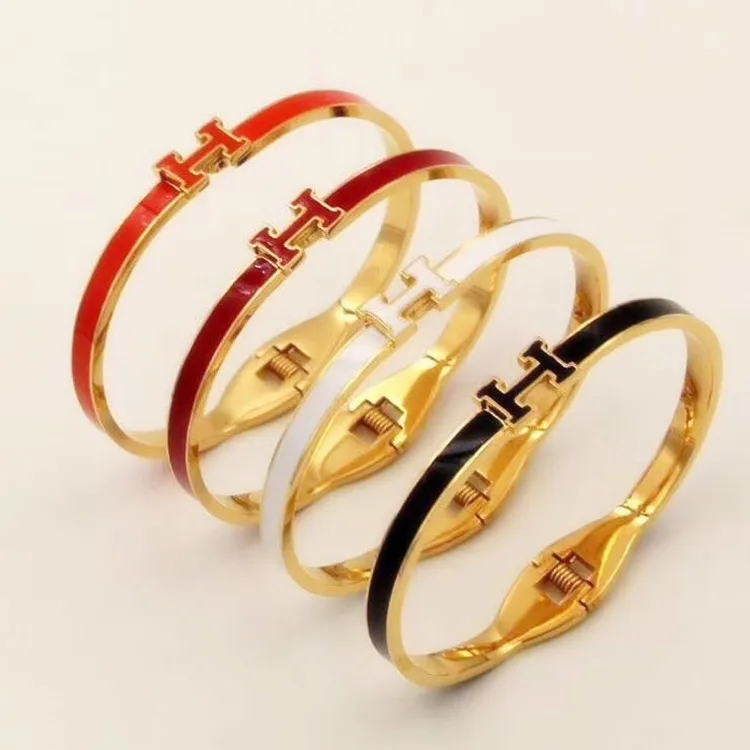 

Manufacturers Direct Selling New Style Horse Home Narrow Version of H 8 Mm Bracelet Lettered Oil Drop Women's Rose Gold Titanium